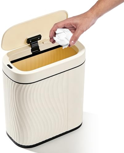 PORFOYO Mülleimer Mit Sensor, 8 L Elektrischer Mülleimer, Wasserdicht Geruchsdicht Automatischer Abfalleimer Mit Deckel, Mülleimers Mit Bewegungssensor Für Badezimmer, Küche Oder Büro