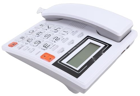 Hamwesh Telefono Fisso con Filo, Tasti Grandi, Display Trasparente a 16 Cifre, Senza Batteria, Telefono con Filo, di Casa con Vivavoce, ID Chiamante, Ricomposizione Flash, per Ufficio Domestico