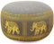 Livasia Meditationskissen Thaiseide - Ø 32x20cm - Yogakissen klein mit Kapok, Pouf, Bodenkissen Yoga Zen Meditation, Sitzkissen Garten Balkon, Zafukissen handgefertigt (Grau/Elefanten Seide)
