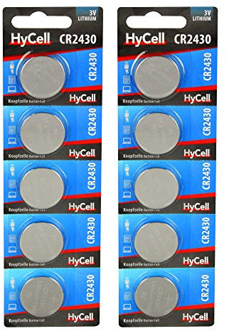 HyCell 10er Pack Lithium Knopfzellen CR2430 3V - Knopfbatterien mit erstklassige Qualität mit langer Haltbarkeit für Garagentüröffner, Waage, Uhr, Digitalkamera, etc.