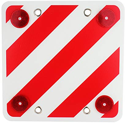 Valmoni Sport Panneau réflecteur arrière pour signalisation de charges, carré, visibilité nocturne Molcar 40 x 40 cm avec 4 réflecteurs non homologué