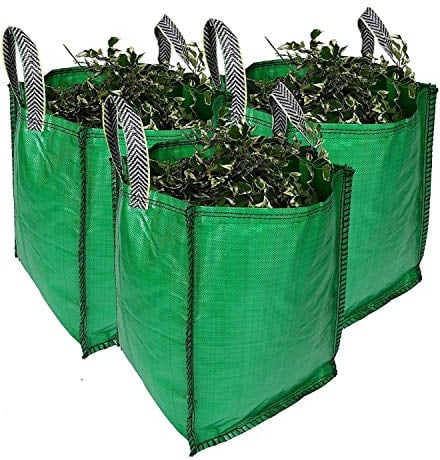 Garden Waste Bags - 120 Litre - 1 to 5 Sacks - PREMIUM GRADE - Industrial Fabric and Handles - Heavy Duty Garden/Green Waste Sacks (3 sacks)
