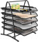 Queiting Mesh Letter Tray 5 Tier Office Filing Trays Holder Desk Tray Organiser Desk Drawer Tray A4 File Storage Mesh Filling Collection (Black)