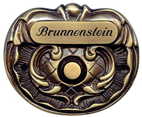 Barock-Klingelschild -Klingel-Türklingel-Türschild-Schild-95 x 80 mm-Messing poliert-Messing brüniert-Ohne, oder mit Gravur-Made in Germany (359 Mess. poliert ohne Gravur)