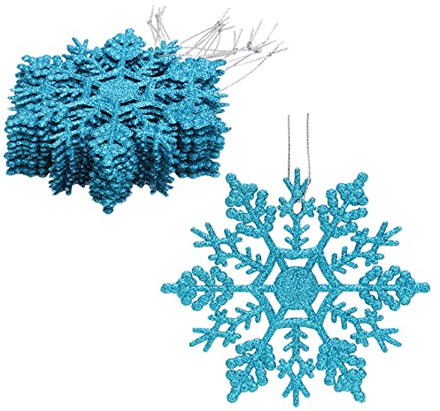 Christmas Concepts® Paquete de Decoraciones Colgantes de Copos de Nieve con Brillo de 12-10cm (4) - Decoraciones navideñas ... (Turquesa)