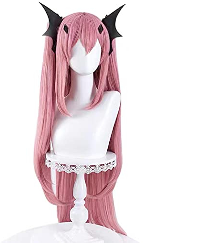 WHBHD Krul Tepes Cosplay Seraph des End Cosplay Frauen Lange 90cm Rosa Perücke Cosplay Perücken Hitzebeständige synthetische Perücken + Perücke Kappe