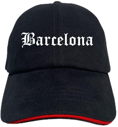 Barcelona Cappy - Altdeutsch Bedruckt - Schirmmütze - Schwarz-Rotes Cap OneSize-SchwarzRot