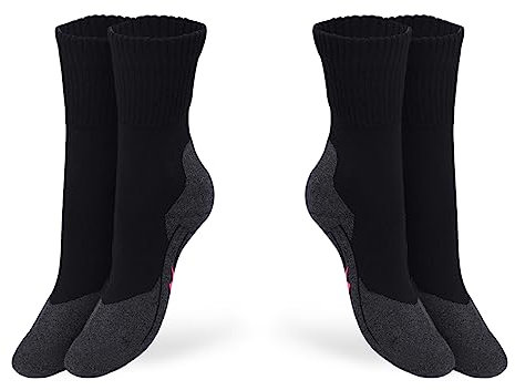 PRS Calzini Trekking Donna Traspiranti Anti Vesciche, calze ideali per Escursionismo Walking Hiking Montagna Caccia Trail Outdoors Sports, 2 Paia, Nero (35-40)