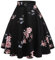 Odizli Rock Damen Knielang Rockabilly Elegant A Linie Petticoat Röcke Tellerrock Faltenrock Vintage Gepunktet Blume Swing 50er Jahre Retro Trachtenrock Festlich Sommerrock Schwarz Pfingstrose XXL