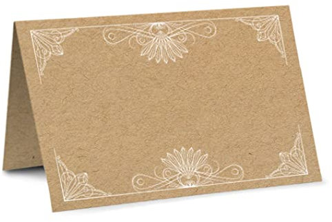 Partycards Tischkarten Geburtstag, Tischkarten Hochzeit, Tischdeko Hochzeit, Hochzeitsdeko Tisch - 50 Stück, Namensschilder, DIN A7, Platzkarten Kommunion, Namenskarten Konfirmation, Taufe