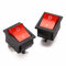 Interruttore Basculante Bipolare - Luminoso - 16A / 250V - 20A / 125V - Tasto Rosso - Borsa da 2 pezzi