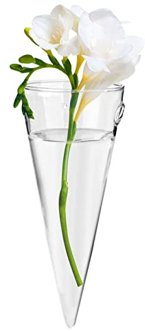 Zreneyfex Clear Circular Cone Glass Wall Hanging Vase Bottle for Plant Flower Decor