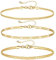 KissYan Bracelets de cheville superposés en or 14 carats pour femme, bracelet de cheville délicat à superposer réglable tendance à maillons cubains serpent chaîne figaro chaîne de cheville d'été plage