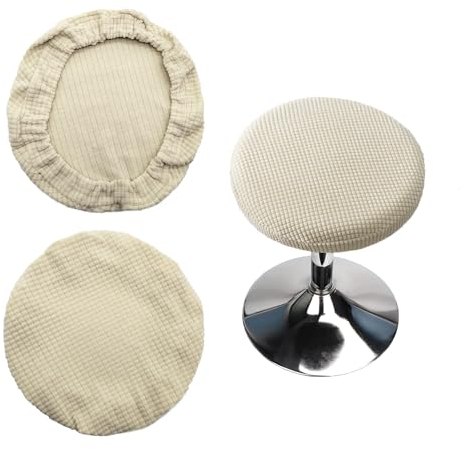 CHENNAN 2 Stück Rund Polyester Stretch Hocker Bezug Bar Rund Hockerbezug mit Elastischem Boden Waschbar Staubdicht Hocker Rund Bezug Flexibel Dehnbar für 25-29 cm Durchmesser Runder Hocker Praktisch