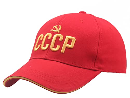 Baseball Caps für Herren mit Stickerei C.C.C.P, Freizeit Lightweight Baseballcap Sonnenhut, Sonnenschutz Baseballkappen für Sport Reisen Draußen-Red||1 Piece
