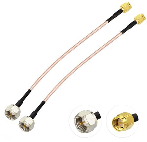 Superbat F-type Male to SMA Male TV Coax Cable 15cm Adapter Extension Cable 50ohm for Satellite Receiver, Cable Modem, RTL-SDR USB Dongle, ADS-B Receiver, Spectrum Analyzer, CATV Equipment 2Pcs