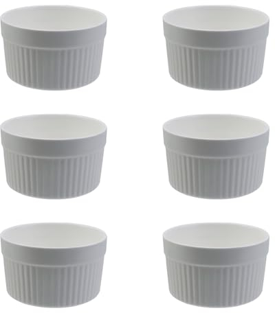 Nicerity Lot de 6 ramequins à crème brûlée - Passe au four - Pour pudding - Pour soupe à l'oignon français (blanc)