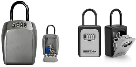 Master Lock Boite a clef sécurité renforcée, A Anse, Extérieur, 18.8 x 10.5 x 4.6 cm & GRIFEMA Boite a Clefs Murale Avec Manipuler - Avec Code 4 Chiffres Sécurisée Exterieur