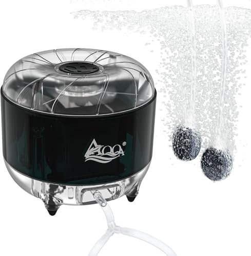 AQQA Bomba de aire para pecera, potente bomba de aire de acuario de 960 l/h con tubo de derivación en Y, bomba de oxígeno ajustable ultra silenciosa de 12 W para tanque de hasta 1000 L