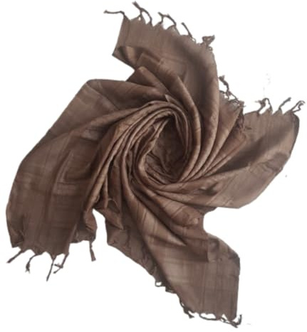 MILSPEC SURPLUS Shemagh Scarf Cotton Arab Head Cover Desert Palestinian Keffiyeh Tactical Army Scarf Hand Made (Plain Brown)