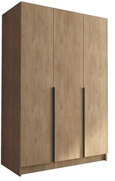 Mirjan24 Kleiderschrank mit Einlegeböden und Kleiderstange Cikzori I, Vielseitiger Drehtürenschrank, Elegantes Kleiderschrank 3-türig (Eiche Cremona + Schwarz)