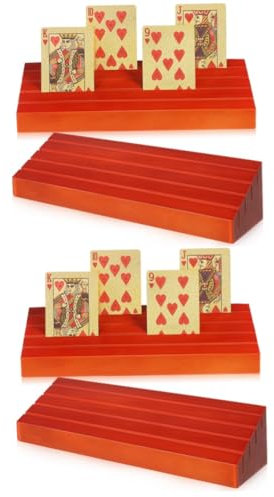 Milisten Porte-Cartes à Jouer en Bois Support Pratique pour Jeux de Cartes Stabilité Améliorée Artisanat Délicat Affichage Vertical 2 Places