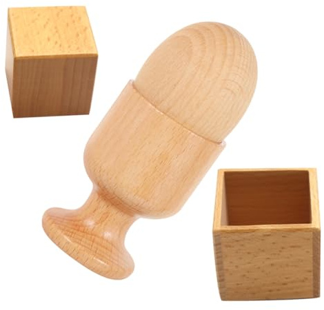 ZUNOXAZ Lot 2 Jeux de Coordination Main-œil pour Bébé Œuf Coquetier en Bois Boîte en Bois Bloc Carré Jouets D’éveil Développement Motricité Fine et Coordination