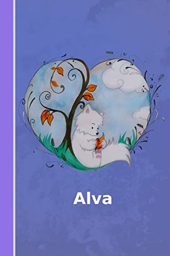 Alva: personalized notebook | illustration fox with heart | softcover | 120 pages | blank | notebook | diary | scrapbook | journal | gift idea