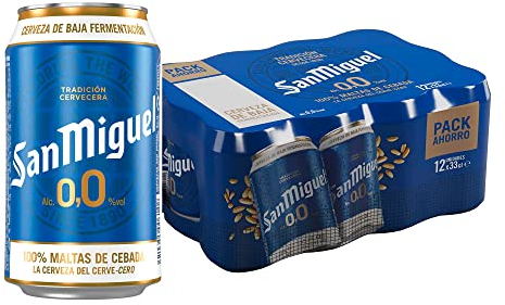 San Miguel 0,0, Pack 12 Latas de 330ml, Cerveza Sin Alcohol, Cerveza Pils Dorada Ligera y Refrescante, Cerveza 0,0% Alcohol