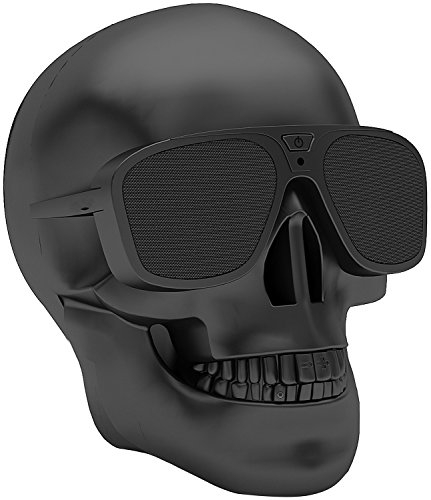 Altavoz Inalámbrico, Possec Bluetooth Skull Estéreo Altavoces Portátiles de Apoyo AUX para iPhone 7 Plus Android Smartphone Tablet PC Negro