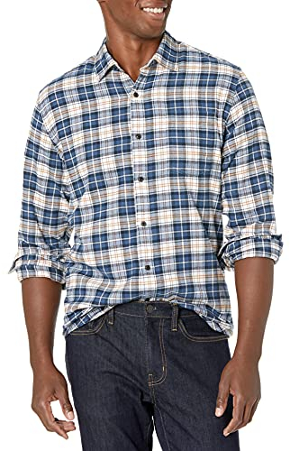 Amazon Essentials Herren Langarmhemd aus Flanell (in Übergröße erhältlich), Mehrfarbig Check Plaid, M