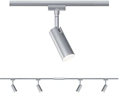 Paulmann 96900 LED Deckenleuchte URail Schienensystem Strahler Set Tubo, Deckenlampe Schwenkbar Spot 4-flammig Chrom Matt 3000K Warmweiß 5 W