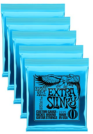 Ernie Ball P02225 Saiten für E-Gitarre, Nickel-Umwicklung, Custom Gauge, 5 Stück