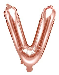 PartyDeco FB2M-V-019R - Folienballon Buchstabe - rose gold - V - ca. 40 cm