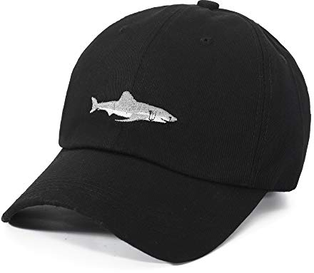 ZLYC Damen Verstellbare Baseballmütze aus Baumwolle(Shark Schwarz)