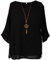 Storm Island® Stylist Italian Ladies Cotton Top Necklace Women Tunic Dress Shirt (Black, 12-14 UK)