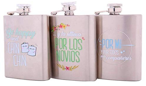 Lot de 30 flasques en métal avec phrases amusantes (petit format) – Flasques cadeaux originaux invités de mariage, cadeaux de communion et souvenirs pour anniversaires d'enfants