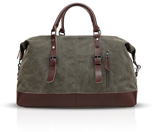 FANDARE Sporttasche Reisetasche Handgepäck Weekender für Damen Herren Multifunktion Umhängetasche Canvas Sporttasche Duffel Bag für Übernachtung Strandhandtasche Reisen Outdoor Camping Armeegrün