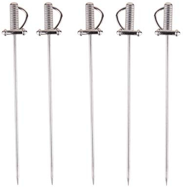 Hemoton Cocktail Picks, 5pcs Reusable Stainless Steel Toothpicks Martini Olive Skewers, Metal Drinks Skewers Garnish Sticks for Appetizers, Desserts, Party Food, Home Bar, Christmas