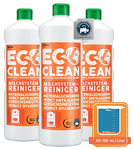 Eco Clean Milchsystemreiniger 3 Liter | Reinigungskonzentrat für Kaffeevollautomaten und Milchaufschäumer | Milchschaumreiniger entfernt Milchrückstände | Reinigungsflüssigkeit für alle Marken