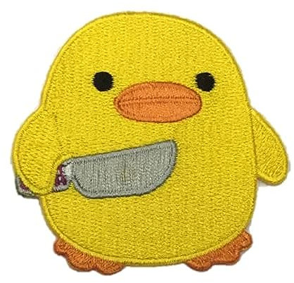 Chick with Knife, Peace was Never an Option, lustiger süßer Meme-Aufnäher – zum Aufnähen oder Aufbügeln – niedliche Applikation für Jacken, Jeans, Kleidung, Rucksäcke, Tragetaschen