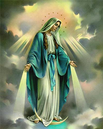 Amiiba Kit de peinture par numéros XXXXX 40,6 x 50,8 cm - Peinture acrylique par numéro - Art mural (Vierge Marie, sans cadre)