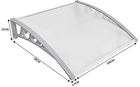 Vordach für Haustür - Fenstermarkise aus Aluminiumlegierung - Durchscheinendes Markisenvordach (100 * 100cm)