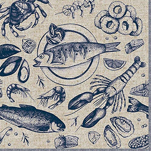 linoows 20 Servietten, Köstliche Meeresfrüchte, Früchte des Meeres 33x33 cm