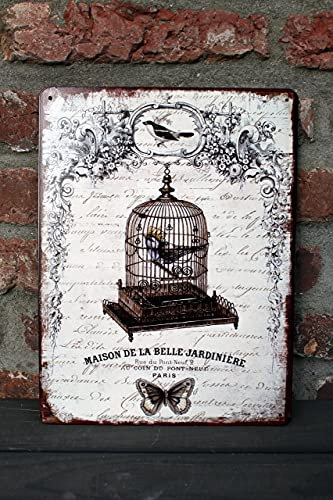 Gwenys Haus Shabby Blechschild Vogelkäfig Nostalgie