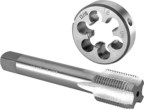 Burkit 13/16 Zoll-16 UN Gewindebohrer und Schneideisen Set Rechtshänder, 13/16 x 16 UN Maschinengewindebohrer und runde Schneideisen