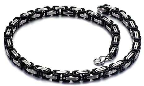 Daesar Halskette Herren 55CM Edelstahl, Königskette 5MM Breit Kette ohne Anhänger Silber Schwarz Charms