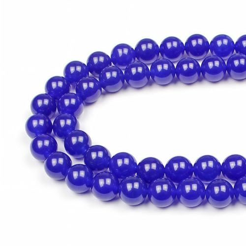 MJDCB Round Stone Beads 12mm Sapphire Jade Loose Gemstone Beads for Jewelry Making Bracelet Necklace 30pcs