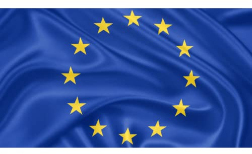 ioKioy Premium Europa Flagge 100 x 150 cm - robuster und witterungsbeständiges Schiffsflaggentuch bzw. Bootsfahne, Polyesterwirkware 170g/m² Stoffgewicht - mit Ösen - UV-beständig