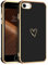 GUAGUA für iPhone SE 2022 Hülle, iPhone SE 2020 Hülle, iPhone 8/iPhone 7 Handyhülle, Cute Herz Muster Galvanisierte Kameraschutz Weich TPU Schutzhülle Dünn Case für iPhone SE 2022 (4,7'') Schwarz